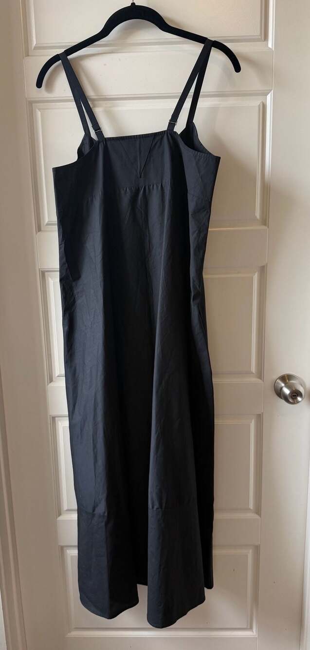 Veda Rio Cotton Spaghetti Strap A-Line Midi Dress in Black XS Petite - Picture 2 of 7
